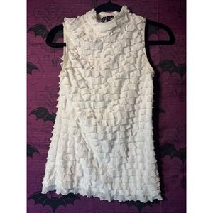 Business Casual White Ruffle Sleeveless Top Office Siren New Directions Small